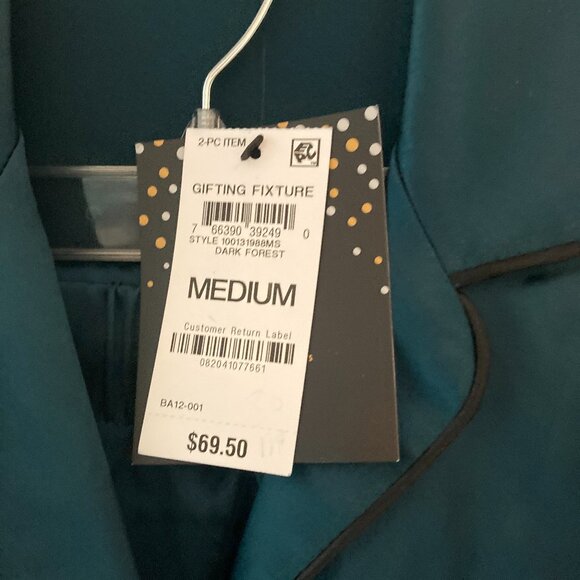 New Women’s Satin Notch Collar Pajama Set Med - Picture 2 of 7